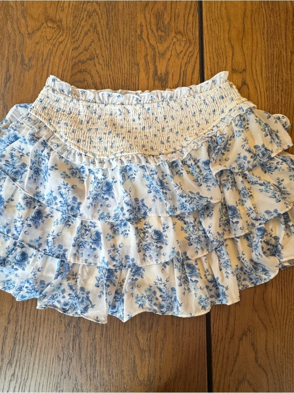 Thirty Thirty Blue Floral Skirt Inspired Coquette Ruffle‎ Layer feminine Large